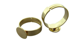 Verstelbare ring met plaatje 10mm goud