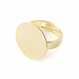 Verstelbare ring met plaatje 20mm goud
