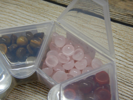 Cabochon rond 6mm rose quartz (1 stuk)