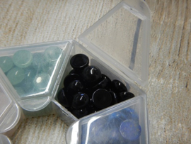 Cabochon rond 8mm agaat zwart (1 stuk)