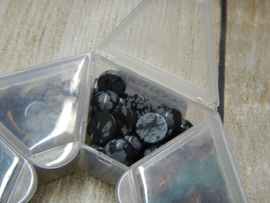 Cabochon rond 8mm snowflake obsidian (1 stuk)