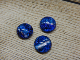 Dichroic glascabochon blauw 8-10mm (1 stuk)