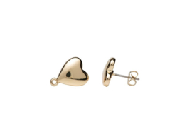 Oorsteker hart 14x10mm goud - 2 stuks
