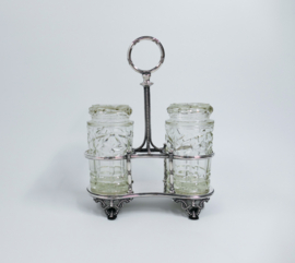 Elkington & Co. - Glass and Silver-Plate Pickle Jars on Stand  - Birmingham, 1897