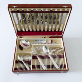 Verzilverde Art Deco bestekcassette - 49-delig/12-persoons - Frankrijk, jaren 1950
