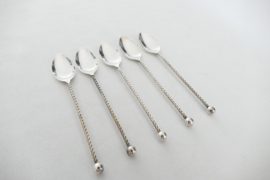 A set of 5 silver Coffee spoons with twirled stems