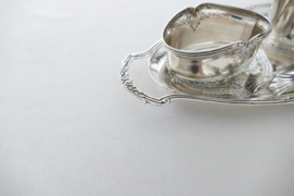 Silver Plated Cream and Sugar Set on tray - Orfevrerie Wiskemann - Belgium, c. 1950