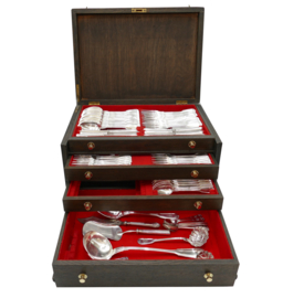 Kerkelijk verzilverd bestek van een Latijns Aartsbisschop  - Christofle – 97-delig – Chinon & Baguette - Pauselijke Staat, 1860-1868