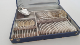Collet Noël, Paris - Silver plated Dinner cutlery in canteen- 37-piece/12-pax. - Art Deco - Period 1930-1955