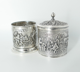 Nostalgic Old-Dutch Silver Plated Tea Caddy and Spoon Vase - H.Hooikaas for Douwe Egberts - the Netherlands, 1960s