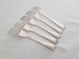 5 silver plated fish forks - classic pattern - Hollandia Plate