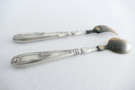 Silver plated Salad Servers - Winged Swans - France, early 20th century