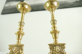 A pair of Ecclesiastical Brass Candlesticks - Low Countries, c. 1900