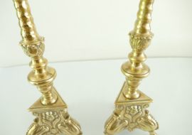 A pair of Ecclesiastical Brass Candlesticks - Low Countries, c. 1900