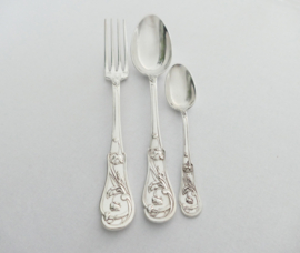 Art Nouveau Diner Bestek - Model "Pavot" (Papaver) - 34-delig/12-persoons - Armand Frenais - Parijs - 1910