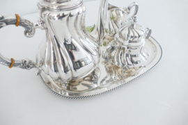 Duits .925 zilveren Koffieservies op dienblad - G. Bechtle , Pforzheim - Duitsland, 20e eeuw.