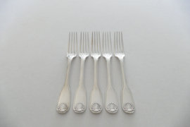 Christofle - Set of 5 silver-plated dinner spoons and dinner forks