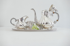 Duits .925 zilveren Koffieservies op dienblad - G. Bechtle , Pforzheim - Duitsland, 20e eeuw.