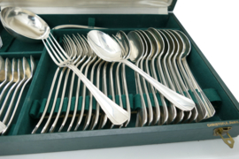 Christofle - model Boreal - Verzilverde Art Deco bestekcassette - 37-delig/12-persoons - ontwerp Luc Lanel