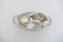 Silver Plated Cream and Sugar Set on tray - Orfevrerie Wiskemann - Belgium, c. 1950