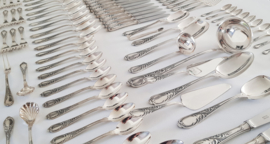 Silver plated cutlery set in Rococo/Louis XV-style - 148-piece/12-pax. - Alpaca 100 - Solingen, Germany