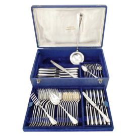 Silver Plated Cutlery Canteen - Baguette - 61-piece/12-pax. - Orfevrerie Boulenger - France, 1898-1938