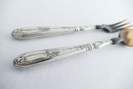 Silver plated Salad Servers - Winged Swans - France, early 20th century