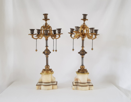 A pair of Napoleon III candelabras in Ormolu, patinated bronze and Onyx - France, 1850-1875
