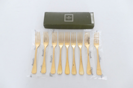 Christofle - America - Set of 9 Gold-plated Dessert forks