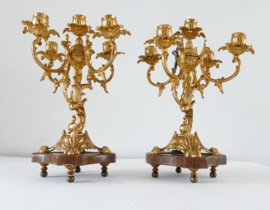A pair of 19th century gilt-bronze 5-lights candelabras in the Napoleon III style - Spain or France, c. 1870