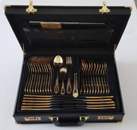 SBS Solingen - Gold-plated cutlery set in Louis XV/Rococo-style - 70-piece/12-pax. - Germany, 1990's