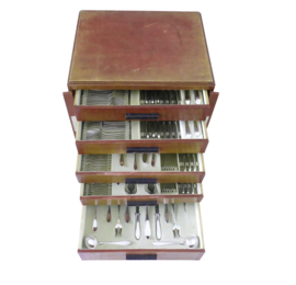 Gero, Gerritsen Zeist - Verzilverde bestekcassette - model Puntfilet - 231-delig/12-persoons - Cassette N. 1000 - Nederland, periode 1920-1940