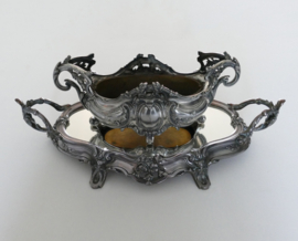 Verzilverde Louis XVI Jardiniere op Spiegelplateau - Devouge & Dupont, Frankrijk 1922-1950