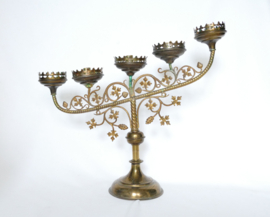 An Antique 5-light altar candleholder