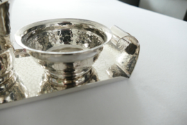 Silver Plated Cream Set on Tray - Hammered - 1940's - Gero, Georg Nilsson