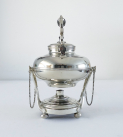 Silver plated Bouilloire on Stand - Tiltable - Ebony handle - the Netherlands, c.1950