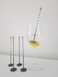 SOLD - 5 spiraled Cocktail Stirrers - Zilverfabriek Schoonhoven, Herbert Hooikaas