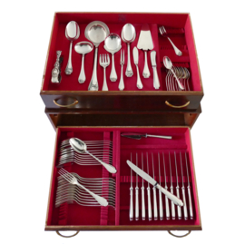 Christofle - Pompadour - Silver Plated Cutlery Canteen - 59-piece/12-pax. - France, 1960's