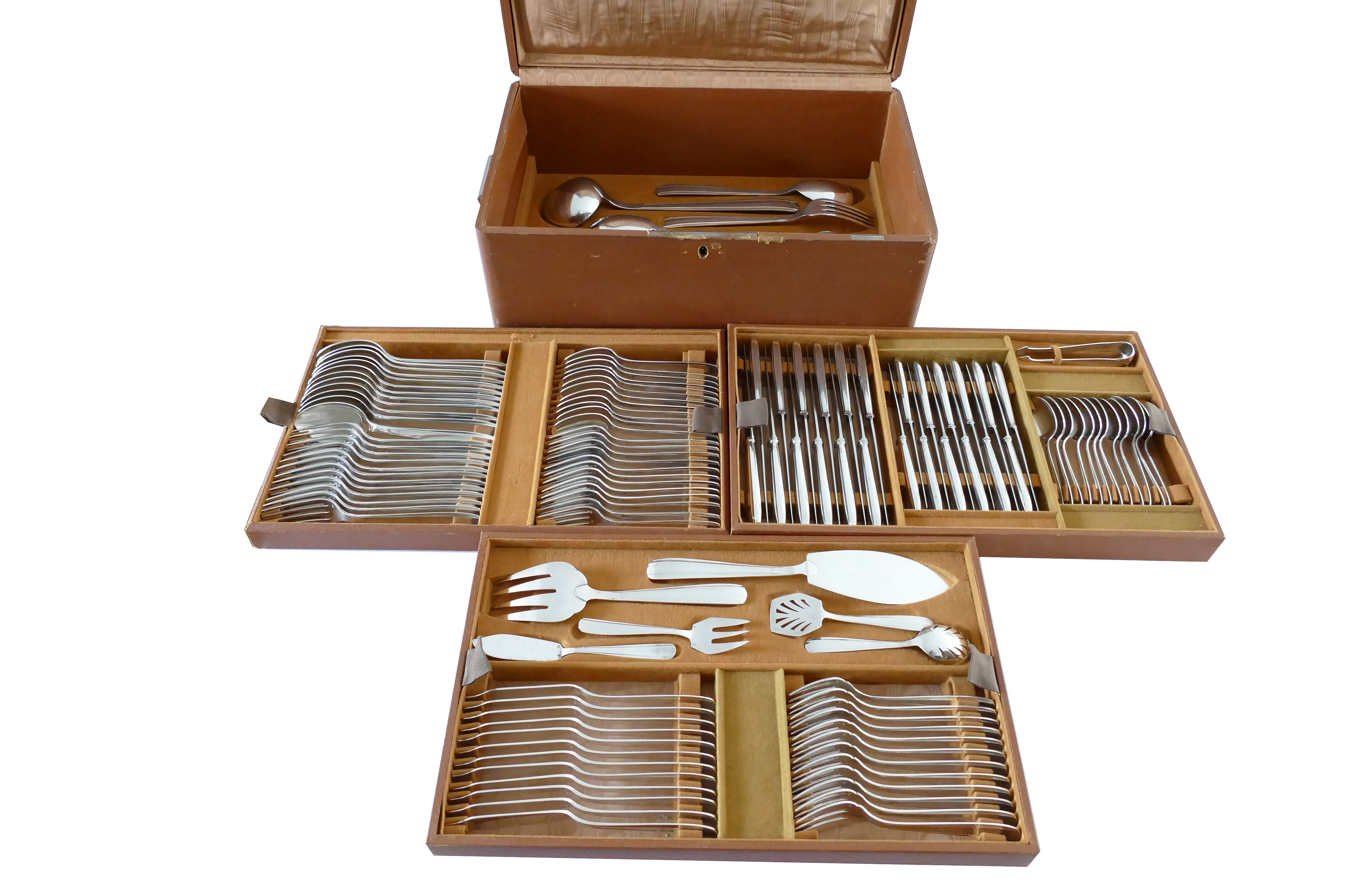 Silver Plated Art Deco Cutlery Canteen - 122-piece/12-pax. - Bouillet Bourdelle - France, 1945-1950