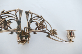 Art Nouveau Piano candleholders in polished brass - Pleyel 1890-1910