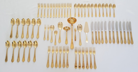 SBS Solingen - Complete Gold-Plated Cutlery set in Louis XV / Rococo style - 12 pax./  70-pieces