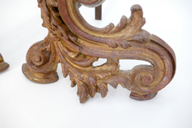 Een paar verguld bronzen vuurbokken - Rococo - 19e eeuw