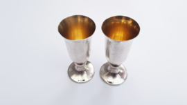 2 Vodka cups - .916 Silver & Vermeil - Tallin Jewelry Factory - U.S.S.R., 1975
