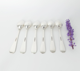 Gero - Set van 6 verzilverde koffielepels met bloempatronen