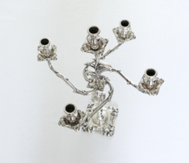A Silver Plated 5-Lights Romantic Candelabra - Valenti, Spain - c. 1960