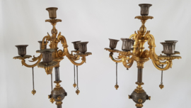 A pair of Napoleon III candelabras in Ormolu, patinated bronze and Onyx - France, 1850-1875