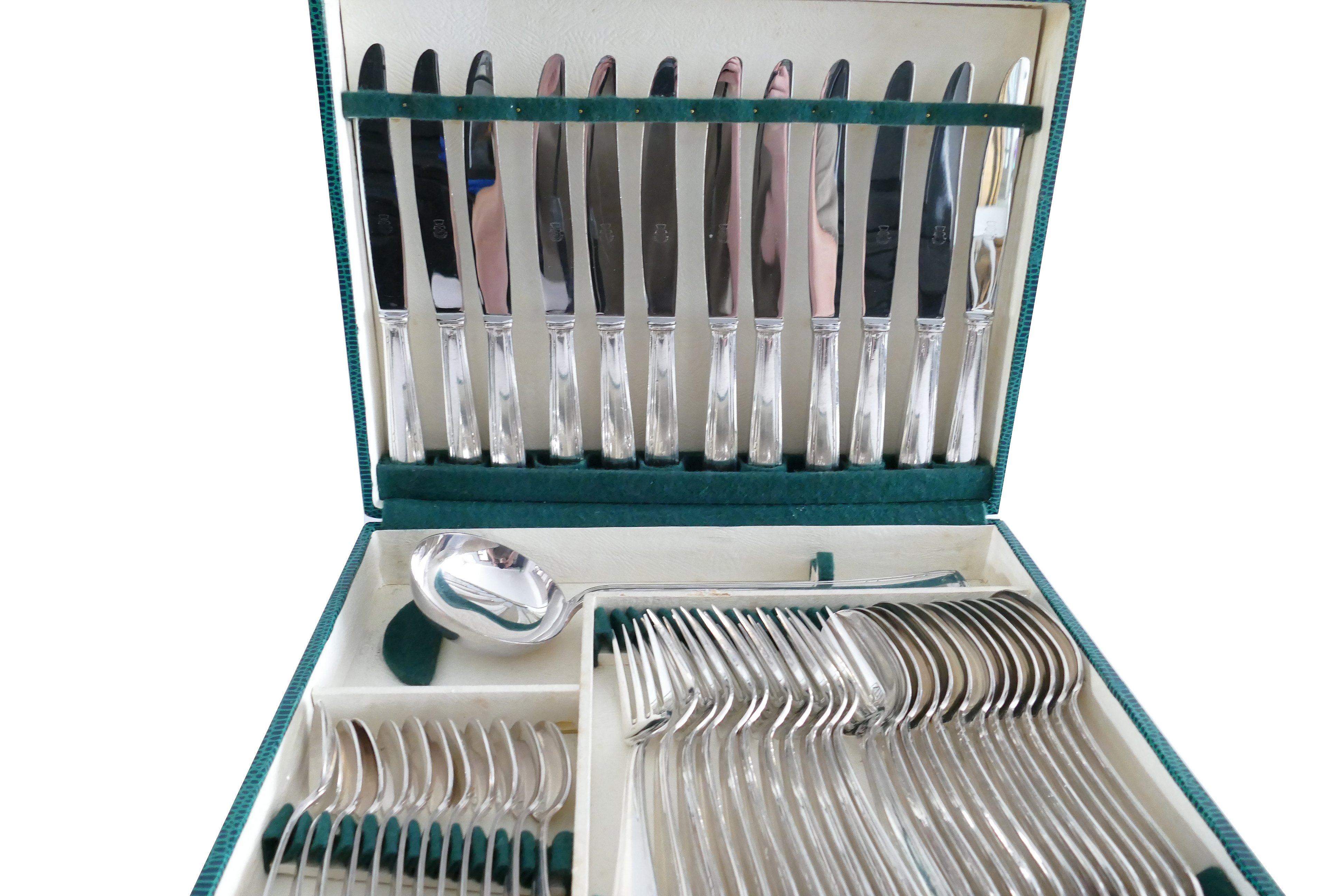 Verzilverde bestekcassette in Art Deco-stijl - 49-delig/12-persoons - L.C.F. (Le Couverts Francais) - c. 1955