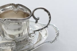 Silver Plated Cream and Sugar Set on tray - Orfevrerie Wiskemann - Belgium, c. 1950