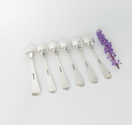 Gero - Set van 6 verzilverde koffielepels met bloempatronen