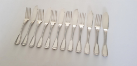 Wiskemann, Brussel - Verzilverd Visbestek voor 6 - model N.2 "Filet" - België, periode 1920-1950